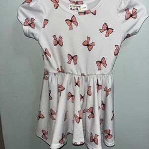 Dot Dot Smile White Dress with Pink Bows 6/12 months